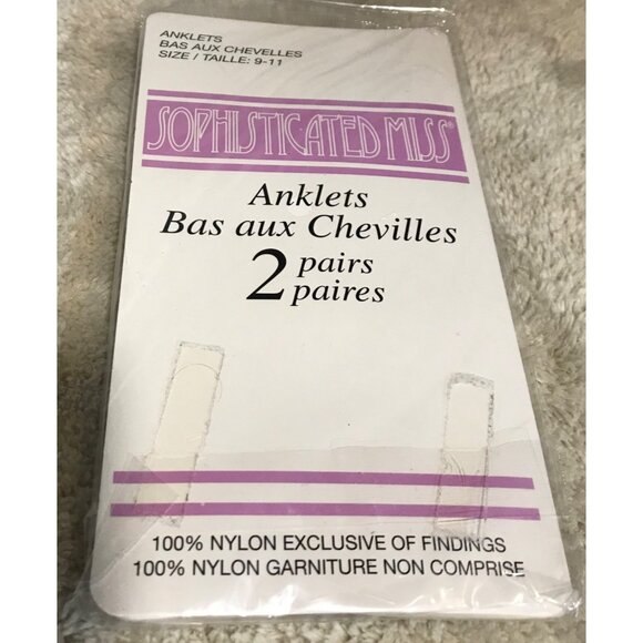 Sophisticated Miss Size 9-11 Anklets 2 Pairs 100% Nylon Brown - Picture 3 of 3